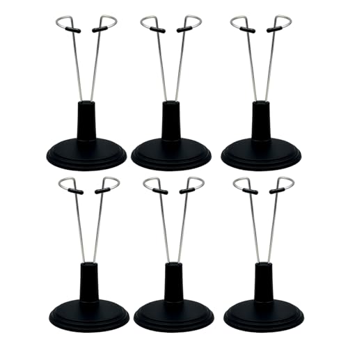 ZY PLUM Adjustable Doll Stand for LABU Display Holder Support for 4-8 Inches Dolls Keep the Standing Position(Black 6 Pack)(Doll Not Include)