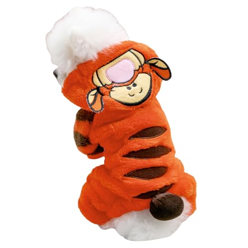 Dog Tiger Sweater Coats Halloween Puppy Cute Hooded Jacket Clothes Cozy Warm Small Dog Fleece Winter Hoodies Lightweight Soft Pajamas Chihuahua Clothes Christmas Holiday Dog Coats Outfits