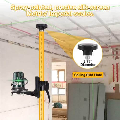Image of 12 Ft. /3.7M Professional Lasers Level Pole with Tripod, Adjustable Telescoping Pole for Leveling Tools, Multi-functional Fine-tuning Bracket with 1 /4 inch and 5 /8 inch Thread Adapters, Includes Carrying Bag