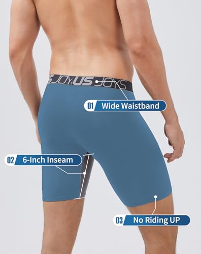 Boxer Briefs for Men Pack Breathable Mesh, Men's Underwear Moisture Wicking, Boxers for Men Pack 4 with 3D Pouch Long Leg3