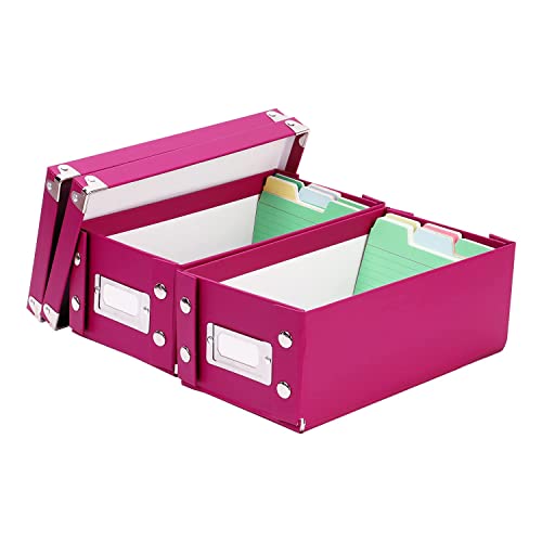 Snap-N-Store Index Card Holder - Collapsible Organizer Box fits 1100 3x5-Inch Flash Cards - Business, Recipe, or Note Card Storage Boxes - 2 Pack, Berry - Thumbnail 2
