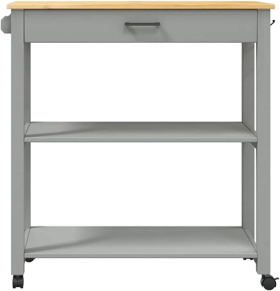 Kitchen Trolley Monza Solid Pine Wood Kitchen cart with Wheels 33.1"x15.7"x34.8" Rolling Kitchen Island with Drawer and Shelves Durable Serving cart for Kitchen Storage