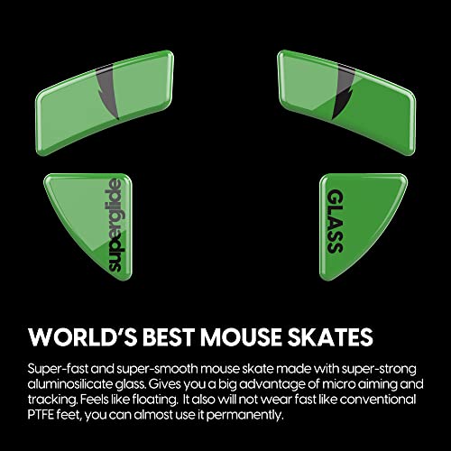 Superglide - Fastest And Smoothest Mouse Feet / Skates Made With Ultra Strong Flawless Glass Super Fast Smooth And Durable Sole For Razer Viper Ultimate [Green] #TOP1