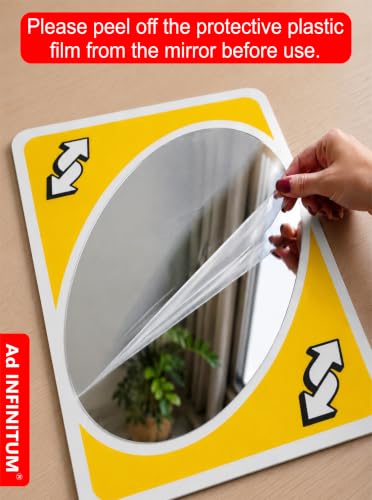 Image of AD INFINITUM Multilayer Wooden Wall Art With Mirror Hanging Decor for Contemporary Home, Bedroom, Living Room, Office etc., (UNO Reverse Yellow)