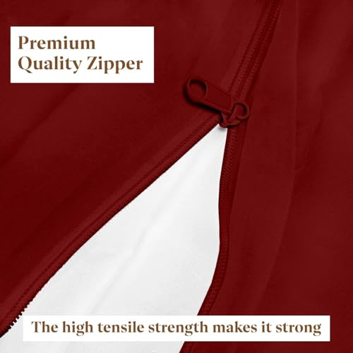 Image of Zippered Chain 75 inchx36 inchx8 inch Terry Cotton Waterproof Mattress Protector | Dust Mite Proof, Bed Bug Protection Mattress Cover for Single Bed Size with 8 inch Drop Thick (75x36x8 inch,Maroon)