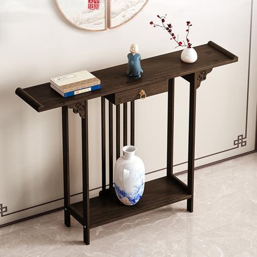 Mesa de entrada moderna para pasillo y salón consola decorativa marrón de 99 cm 4