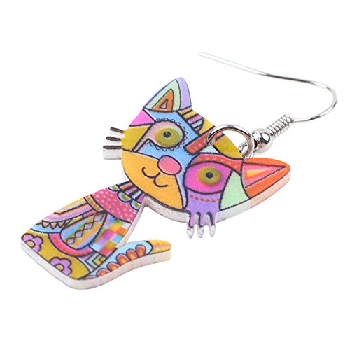 Acrylic Drop Cat Earrings Pets Funny Design 7 Color Lovely Gift For Girl Women By The Bonsny3
