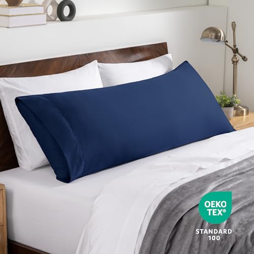 Image of Bare Home Microfiber Body Pillow Cover - Ultra Soft & Cooling - Double Brushed - Envelope Closure - Easy Care (21''x54'' Body Pillow Cover, Dark Blue)