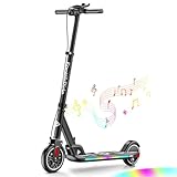 FanttikRide T9 Apex Electric Scooter for Kids 13+ 200W Motor, LED Colorful Lights with Bluetooth Music Speaker, 7/10/12 MPH Digital Display, Adjustable Height, Foldable E-Scooter for Teens（Black）