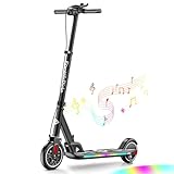 FanttikRide T9 Apex Electric Scooter for Kids 13-16 200W Motor, LED Colorful Lights with Bluetooth Music Speaker, 7/10/12 MPH Digital Display, Adjustable Height, Foldable E-Scooter for Teens（Black）