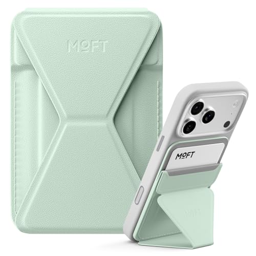 Image of MOFT Magsafe Wallet Stand Compatible with iPhone 16 /15 /14 /13 /12 Series, Angle Adjustment & MOVAS Phone Stand,Light Peppermint