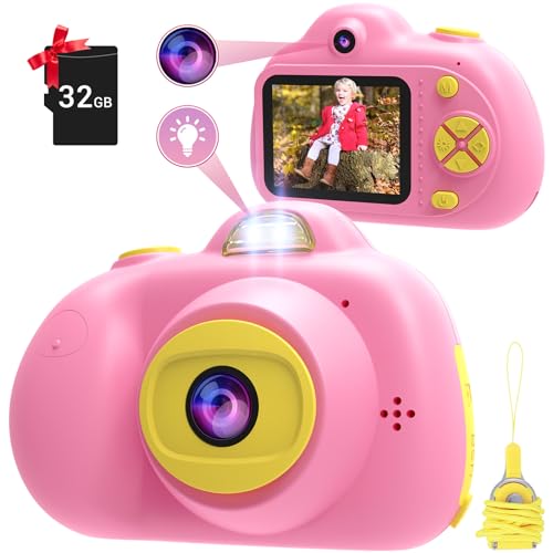 OMZER Kids Camera 1080P Selfie Mini Camera, HD Digital Video Camera for Toddlers, Video Recorder Toys for Kids, Christmas Birthday Gifts for Age 3 4 5 6 7 8 9 10 Year Old Girls Boys with 32G SD Card