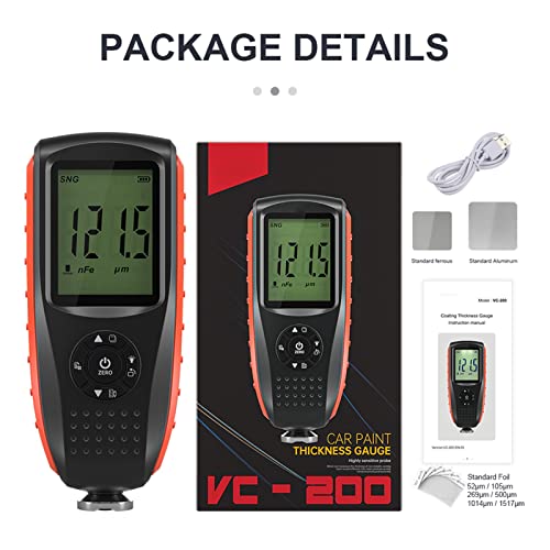 Calibrador de Grosor VC200 Medidor de Grosor para Capa de Pintura de Coche con Pantalla LCD Retroiluminada Ultra Preciso Fe y NFE miniatura 7