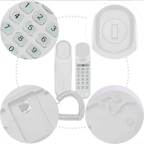 Corded House Phones Landline,Landline Telephone Last Number Redial, Pause, Flash, Dial Pad on Base unit Desk Home Phone,Wall/Desk Mountable Landline Telephone, for Office, Hotel,Home,Bathroom(White) - Image 3