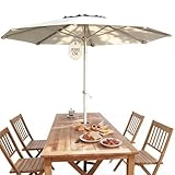 Soontrans Sonnenschirm Mittelstockschirm Neigbar φ300 cm, Kurbelmechanismus, Sonnenschutz, aus Aluminum & 180 g/㎡ Polyester, für Garten Terrasse (Weiß)