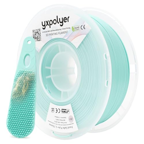 YXPOLYER PLA Filament PLA Plus Food-Grade 1kg 1.75mm Food Safe AMS-Compatible 3D Printing Filament for 3D Printed Toy Mint Green