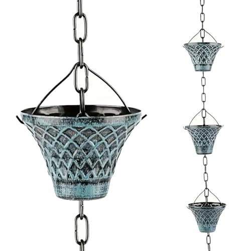 Vllentin Catena della Pioggia,Catene Antipioggia per Grondaie,Catene da Pioggia per pluviali,Catena Antipioggia Sospesa,drenaggio Efficace,per Esterni,Decorazione Giardino e all'aperto