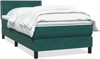 Kangmusi 3316104 - Cama con somier con colchón (100 x 210 cm, terciopelo), color verde oscuro