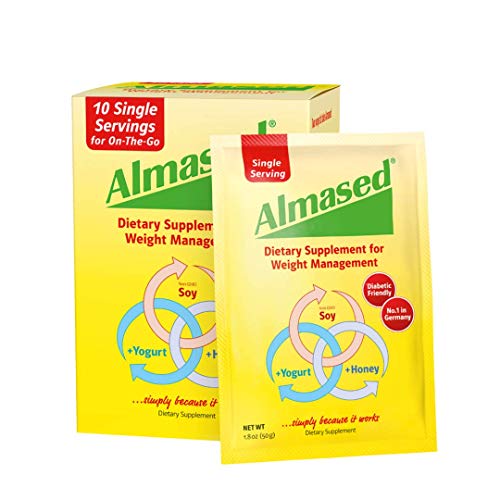 Almased Low-Glycemic High Protein Powder Shake Meal Replacement for Weight Management Non-GMO Plant-Based Protein, Gluten Free, Low Carbs, No Stimulants,10 Single Servings, 17.6 oz (Pack of 1)