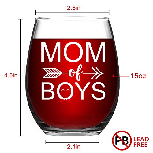 Mom Of Boys Funny Stemless Wine Glass For Mom Mother Wife From Daughter Son Husband Or Daily Use 15Oz #TOP6