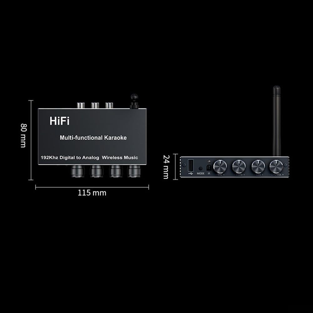 5.4 Ricevitore audio per amplificatore Hi Fi con ingresso coassiale ottico USB remoto per sistema home theater karaoke grigio 16,5 cm