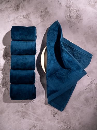 Image of DAMENSCH 100% Cotton Face Towel, Super Soft Gym for Workout, Ultra Absorbent Towel for Women, Quick Dry, Long Lasting Colours Face Towel Set-Nightfall Blue III