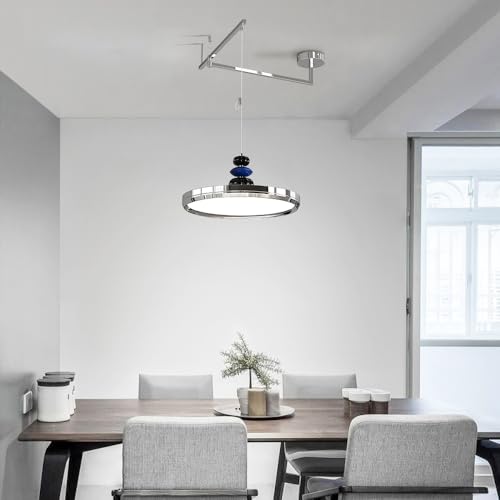 Suspension à bras oscillant chromé et luminaire télescopique réglable - 3