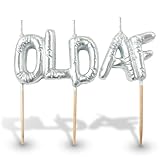 Old AF Birthday Candle | Old AF Birthday Decorations | Old AF Cake Topper | Over The Hill Birthday Decorations | Fancy Party Candles | Funny Birthday Candles | Silver Candles | 3 Inches