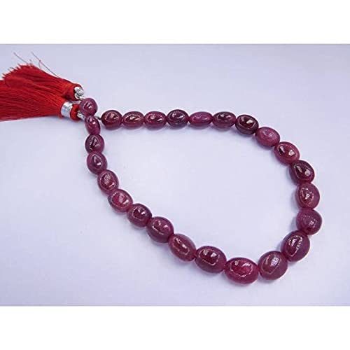 Rubis corindon perles forme ovale lisse fil de 8" pour bijoux DIY