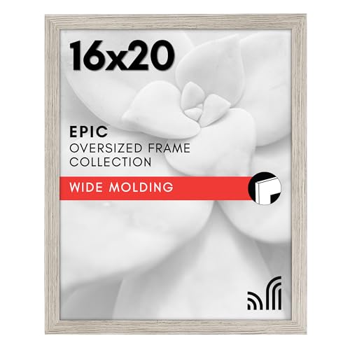 Americanflat 16x20 Picture Frame with Polished Plexiglass - Wide Picture Frames Made of Engineered Wood for Vertical or Horizontal Wall Display - Epic Collection - Driftwood