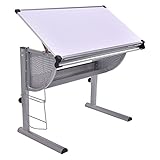 Tangkula Drafting Table Drawing Desk Adjustable Art & Craft Hobby Studio Architect Work (White)