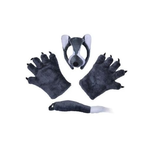 Wolf Animal Set with Mask, Tail & Paws (disfraz)