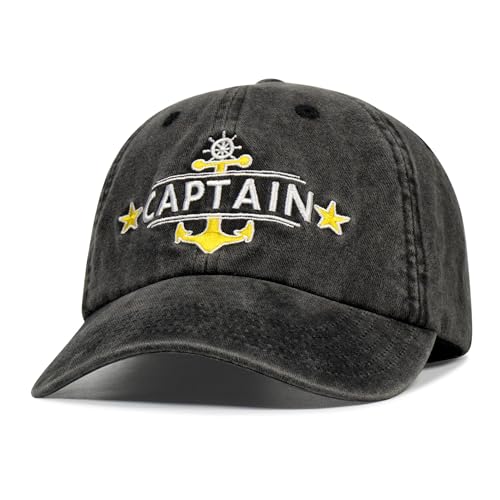 Image of Captain and First Mate Hat for Men Women, Cool Gifts for Boat Owners or Costume, White /Blue
