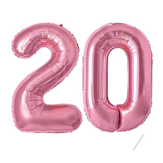 Rosa Globos de cumpleaños-40 pulgadas-decoración cumpleaños 20 años-Globo inflable de lámina de oro de decoracion cumpleaños