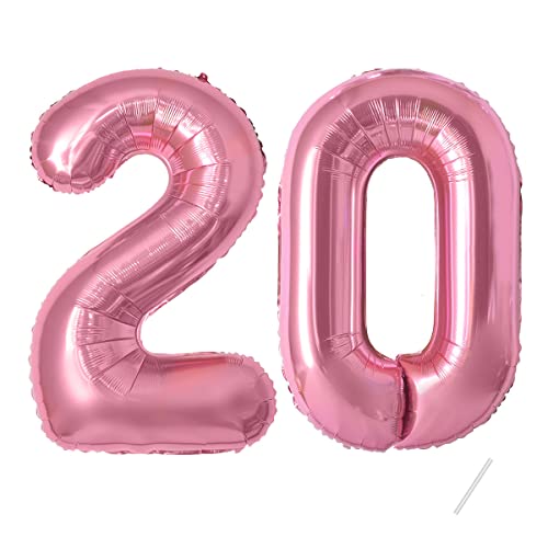 Lot de 20 ballons en forme de chiffre pour garçons et filles - 101,6 cm - Grands ballons en aluminium en forme de chiffre pour garçons et filles - pour...