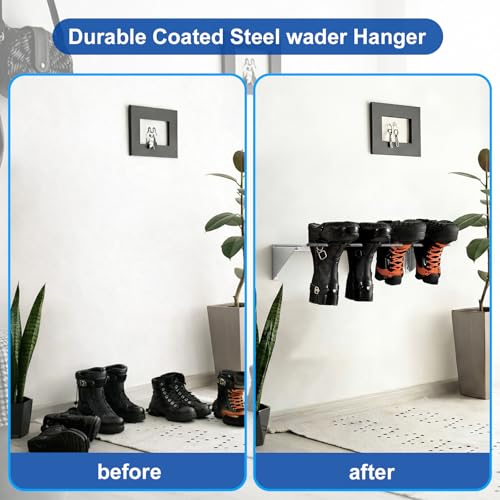 Image of Zonon Wader Hangers Durable Coated Steel Boot Rack Wall Mounted Boot Holder Organizer for Drying Storing Hunting Chest Waders Outdoor Gear Cowboy Shoes Storage Garage Entryway