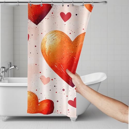 Rideau douche 150x180 anti-adhérence avec ourlet lesté et tissu polyester rouge