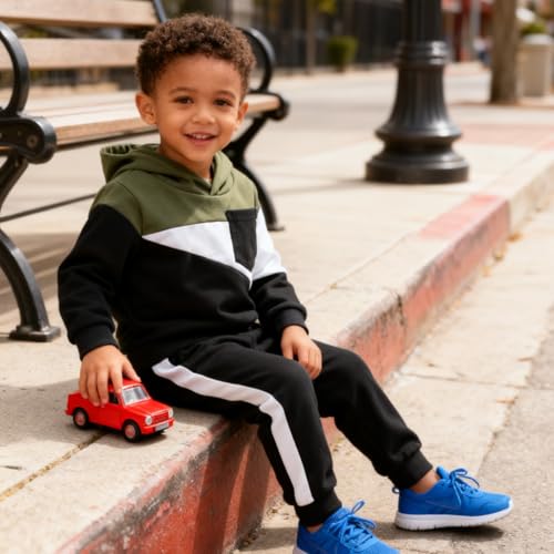 Image of 2-6T Toddler Baby Boy Clothes Color Blocking Hoodies + Pants Fall Winter Outfits