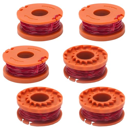 COEWUR 6 Pcs Replacement Strimmer Line for Worx, Lawn Mower Strimmer Spool, Grass Trimmer Spool Replacement Lawn Mower Line for Worx WG151 WG154 WG155 WG160 WG163 WG175 WG180