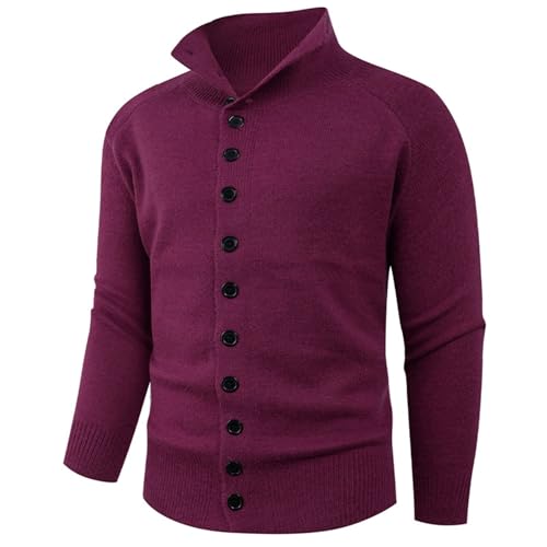 Cárdigan de punto para hombre con botones y cuello elástico de manga larga