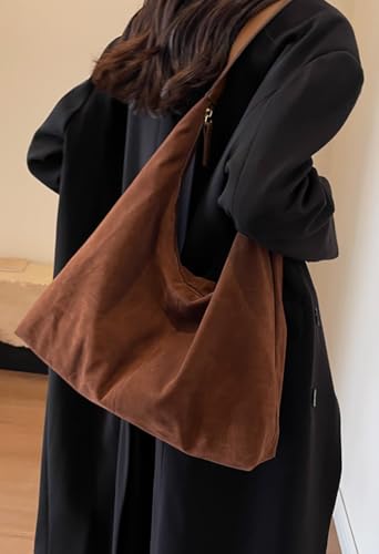 Slouchy Suede Shoulder Bags For Women Underarm Bag Womens Tote Bag Work Purses Crescent Bag Suede Handbag Travel Winter Fall2