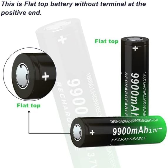 Miniatura 4 de Batería recargable 18650 de 3.7 voltios, batería de 9900 mAh, baterías de gran capacidad para linternas, timbres (2 unidades de batería plana de 3.7