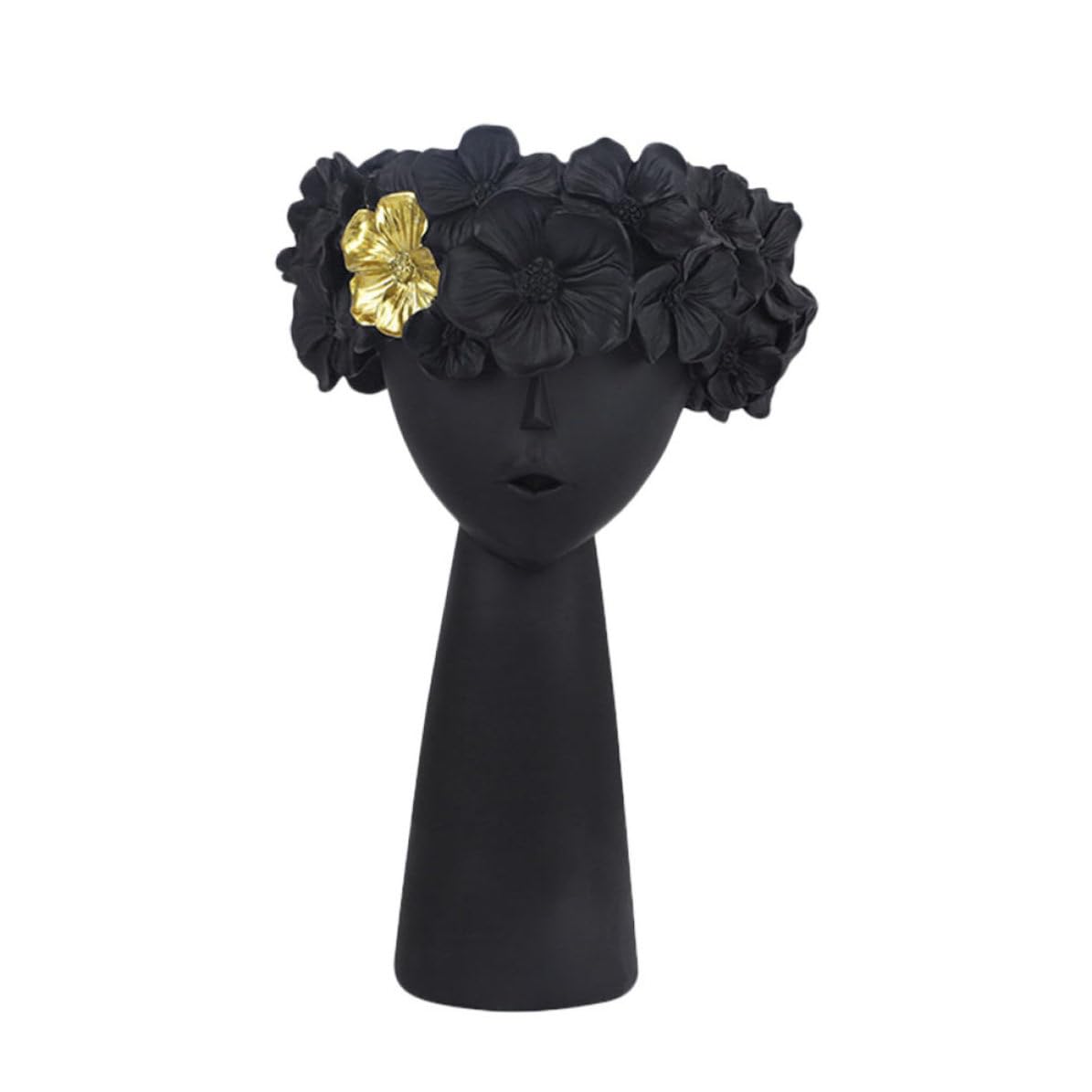 Design Statua Creativo Vaso Decorativo in Resina, Nero per Salotto | Contenitore Mobile Antiscivolo, Stile Artistico Nordico, per Studio e Soggiorno, Accessorio Incluso