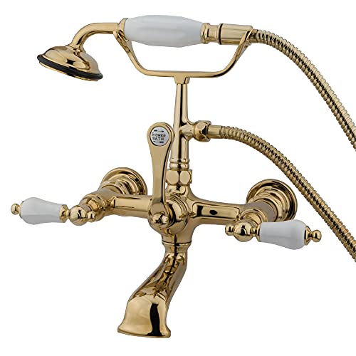 🛒 Crazy Deals Kingston Brass CC553T2 Vintage Clawfoot Tub Faucet, 7-Inch Center, Polished Brass