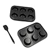 Bakexcel Non-Stick Muffin Pans, 6-Cup Standard Baking Pans Set of 2 with a Scraper for Perfect Muffins & Cupcakes