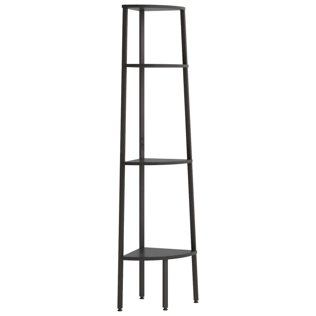 vidaXL Eckregal mit 4 Ablagen Schwarz 45,5x31,5x150 cm, Standregal, Regal, Lagerregal, Bücherregal, Aufbewahrungsregal, Eck-Bücherregal