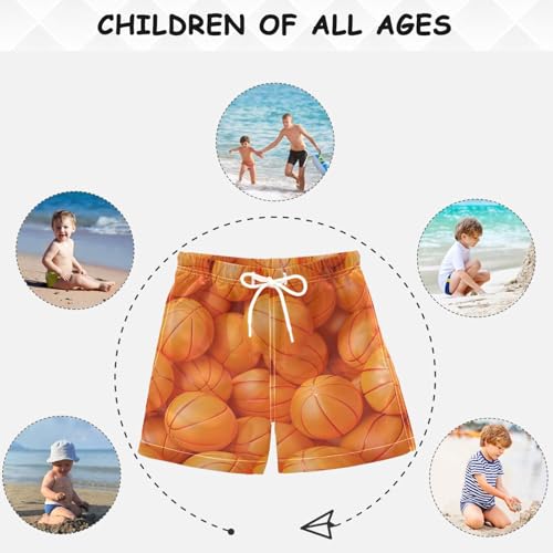 visesunny Summer Boy's Beach Shorts Orange 3D Basketball Quick Dry Swim Trunks Baby Boy Bathing Suit4