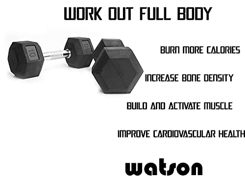 Image of Watson Solid Steel Rubber Coated Hex Dumbbell Set, 10 Kg Single Piece Home Gym Dumbbell Weight Set For Men & Women, Home Gym Equipment (Pack of 1)