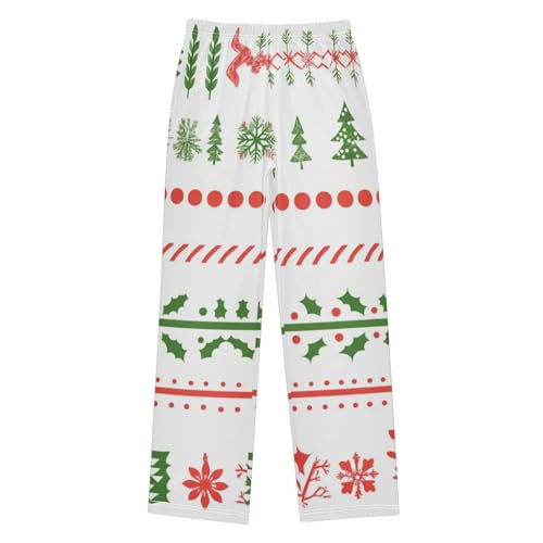 Boys' Pants Leaves Green Stripe Christmas Long Bottoms Jogger Pants Elastic Waist Trousers with Pockets S-XL