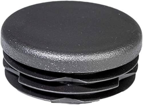 Image of Prescott Plastics 2 inch (50.8mm) Outer Diameter Ribbed Plastic Hole Caps, Round Black Metal Tubing End Caps, Strong Furniture Leg Inserts, Impact & Weather Resistant, Made in the USA - 10 Pack